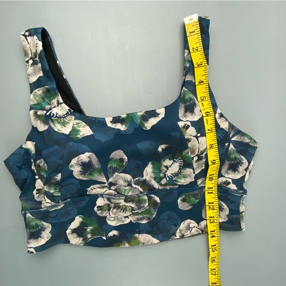 Dip fitness exercise workout bra blue cream floral print wms sz large - Picture 6 of 10